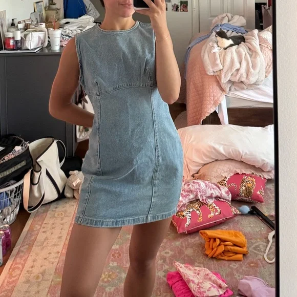 Zara Denim Mini Dress - Picture 2 of 5